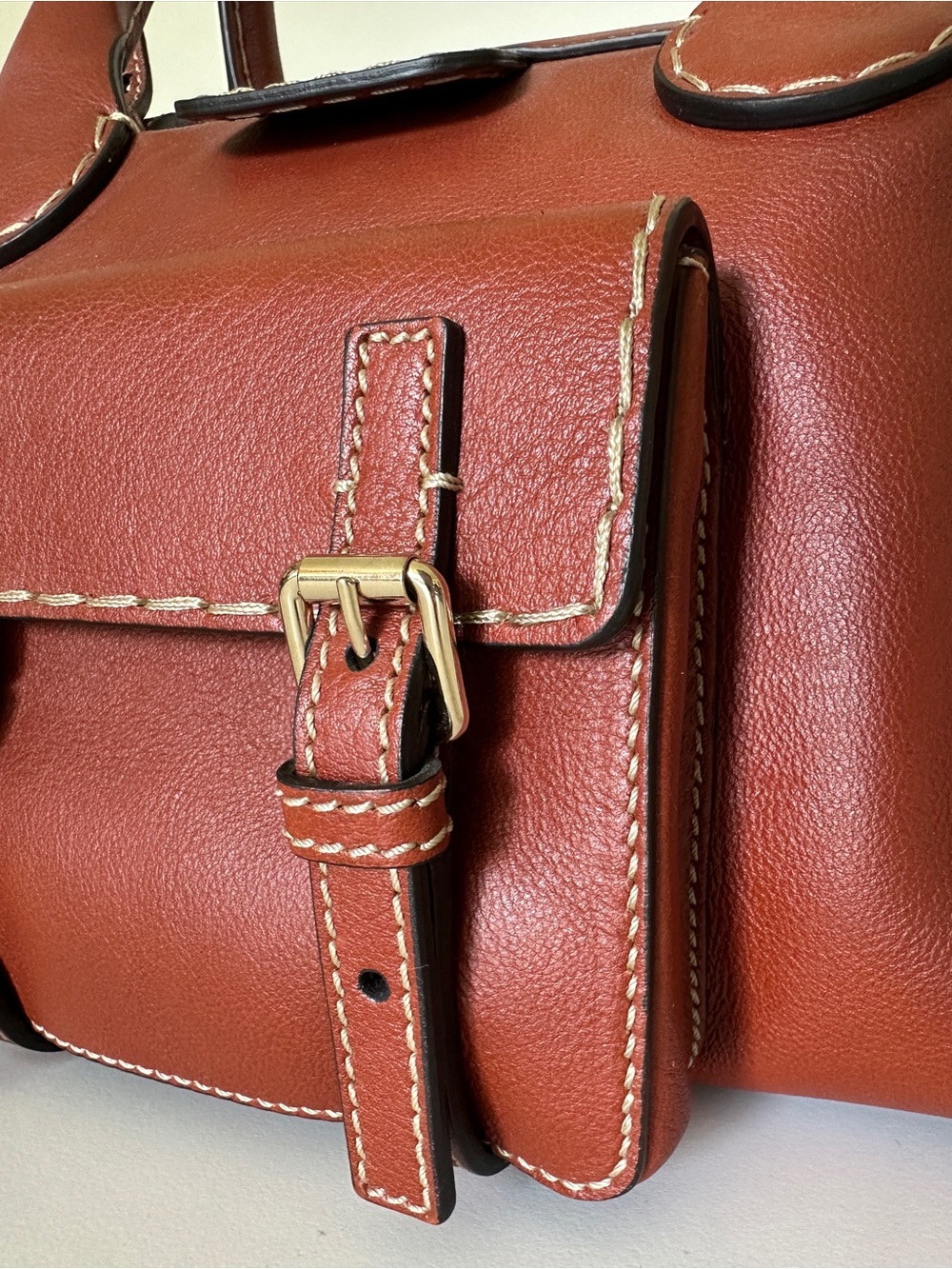 CHLOE Edith Classic Cognac Brown Leather Satchel Handbag Removable Strap - Picture 9 of 15
